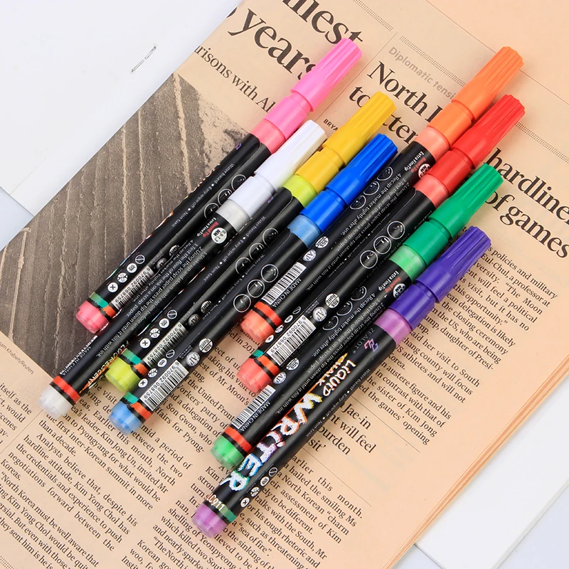 Liquid Chalk Markers - 12 Pack Amazing Neon Color Pens Including Gold And Silver Ink