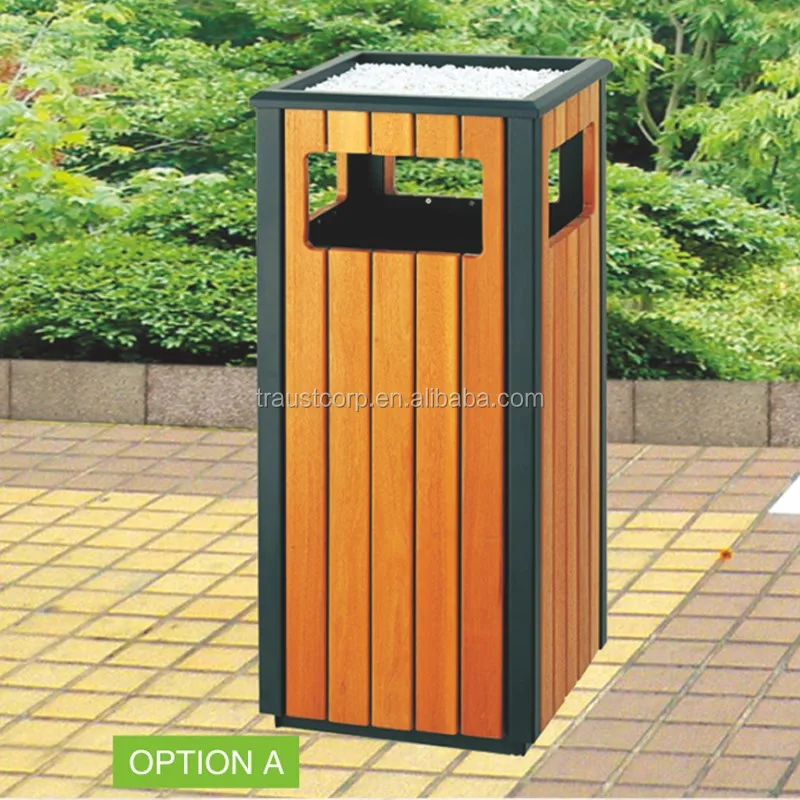 Outdoor waste bin, wooden waste bin in perfect design