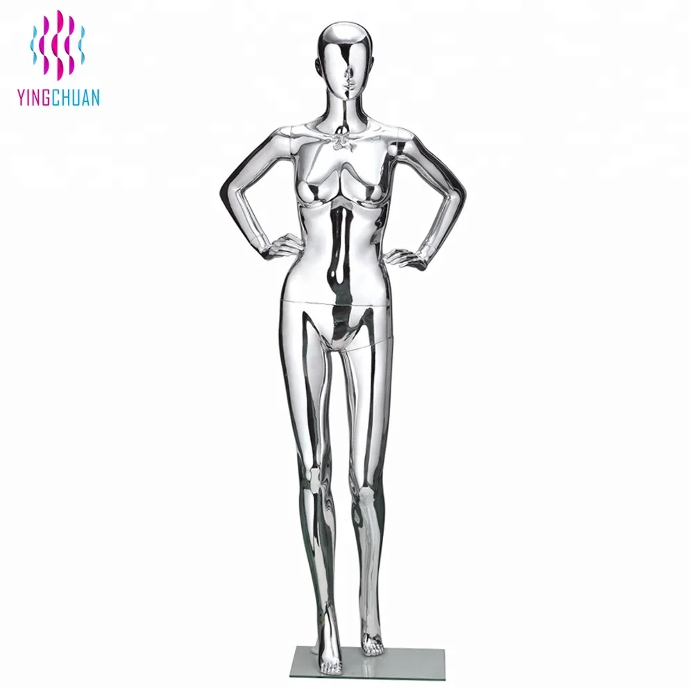 Colorful silver gold full body female electroplate chrome mannequin