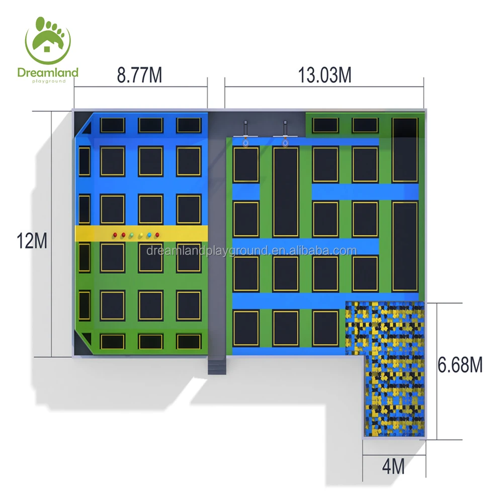 Commercial Indoor Trampoline Arena, Parkour Free Jumping Trampoline Zone