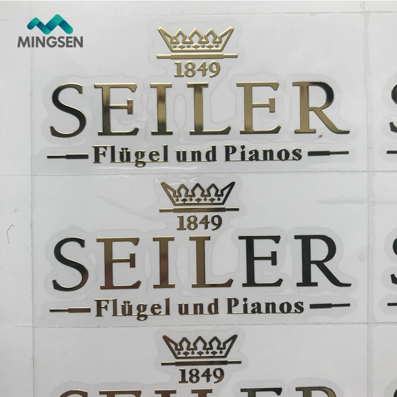 custom waterproof die cut gold silver thin metal sticker electroform nicker sticker