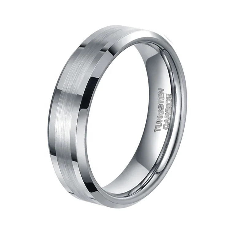 Guangzhou factory wholesale high quality 8mm domed middle brushed tungsten carbide ring