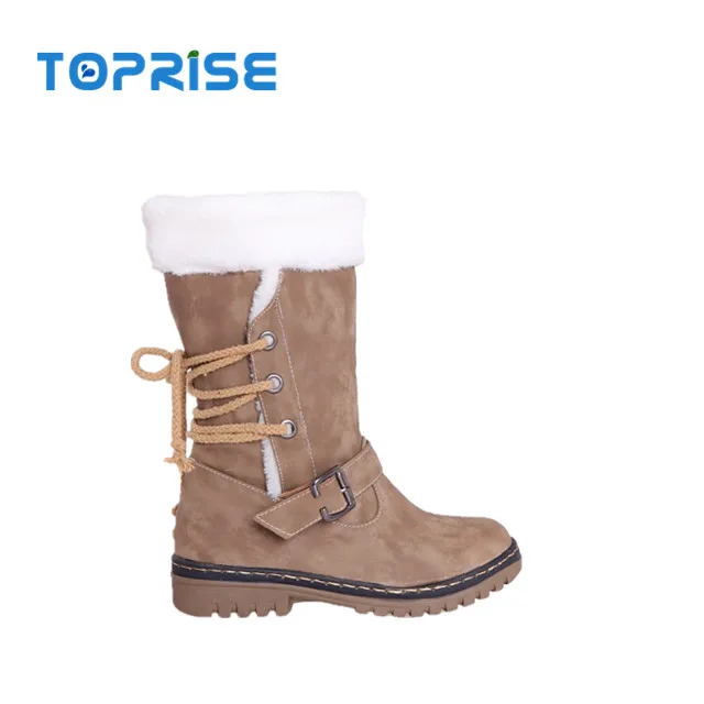 Winter warm leather rubber sole snow women boot