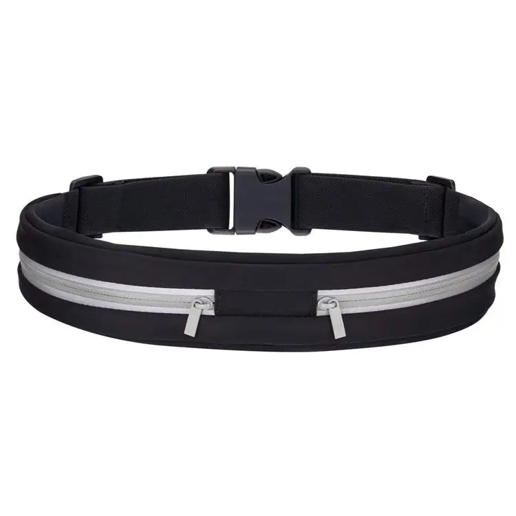Sports Running Waist Pack Outdoor Sweatproof Water-Resistant Reflective Waist Bag Runner Belt Fitness Workout Belt Dual Pouch