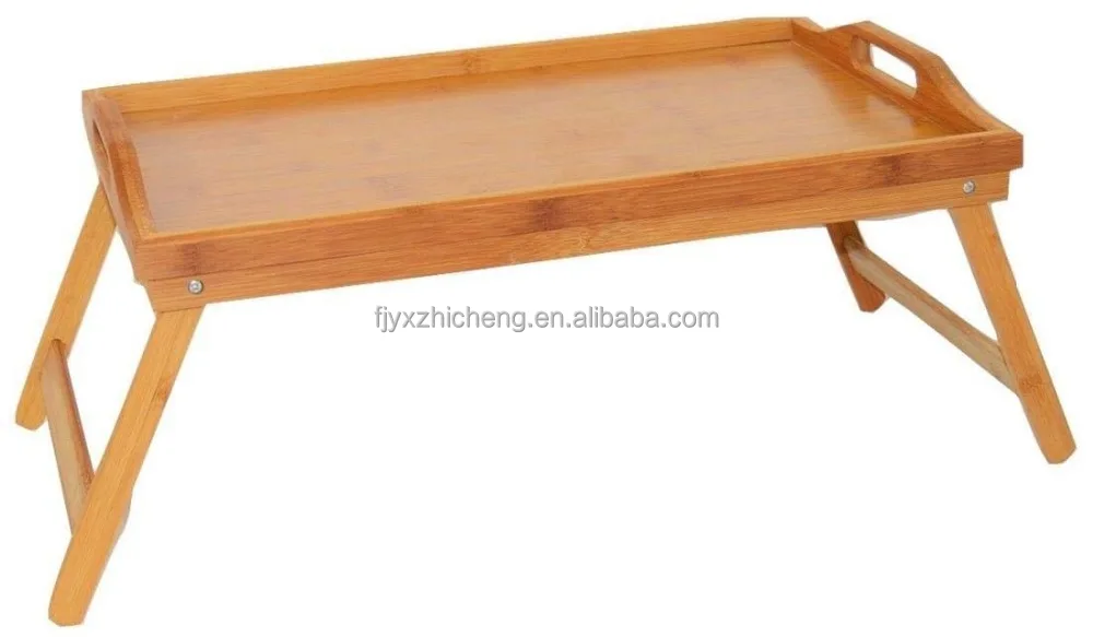 Eco-friendly Bamboo Tray Breakfast Bed Table with Foldable legs