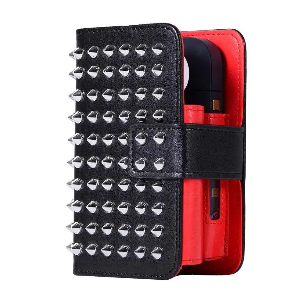 
New products ideas 2018 multifunction punk rivet electronic cigarette case for IQOS, leather storage bag for IQOS 