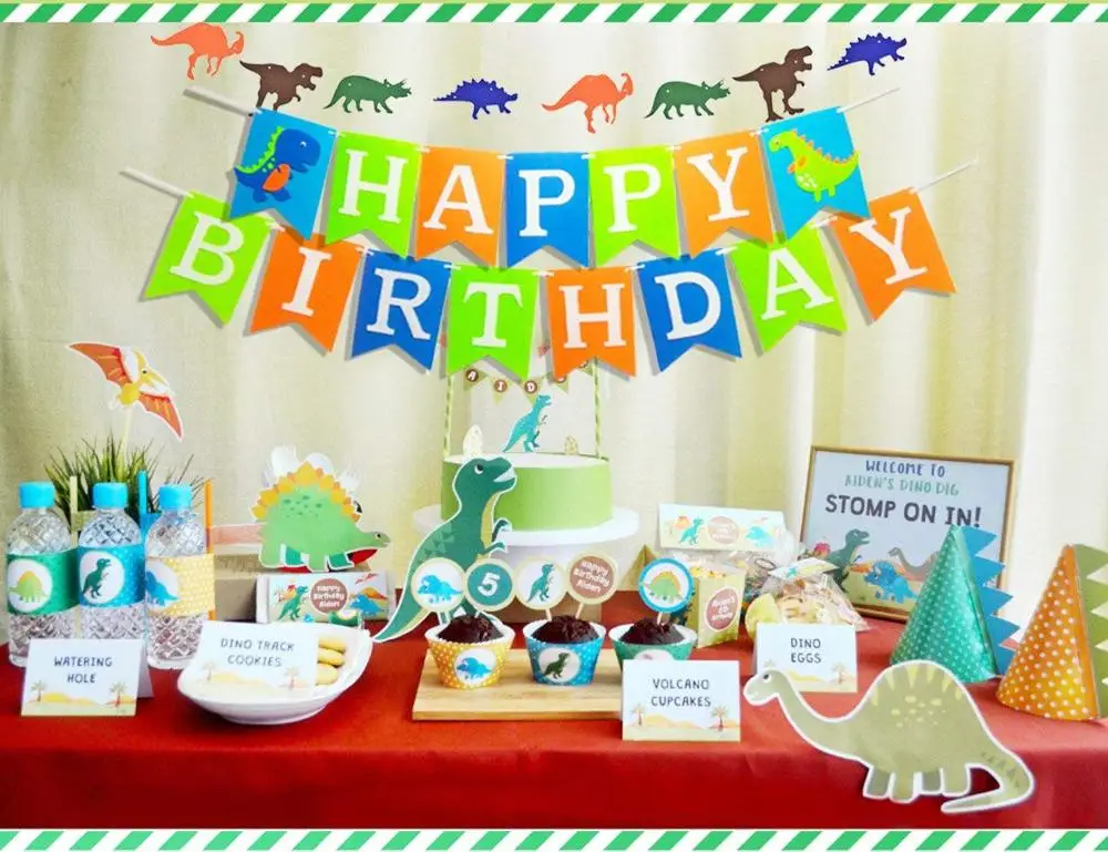 Dinosaur Birthday Party Decorations Dinosaur Balloons Happy Birthday Banner  Dinosaur Mask Party Favors for Birthday Party