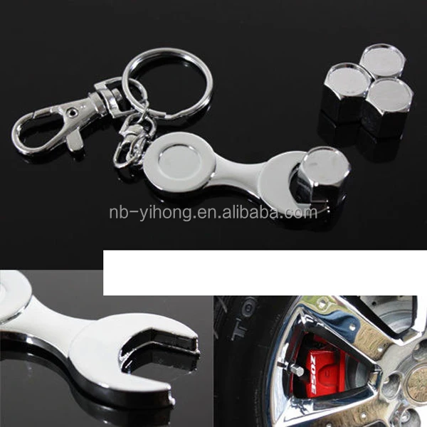 
2016 hot sell 4PCS car tire Valve caps with keychain 