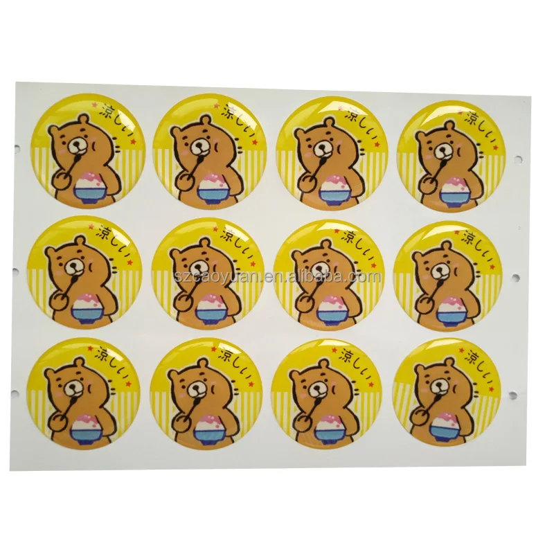 CMYK self- adhesive CMYK Epoxy Resin Stickers 3D resin sticker dome stickers