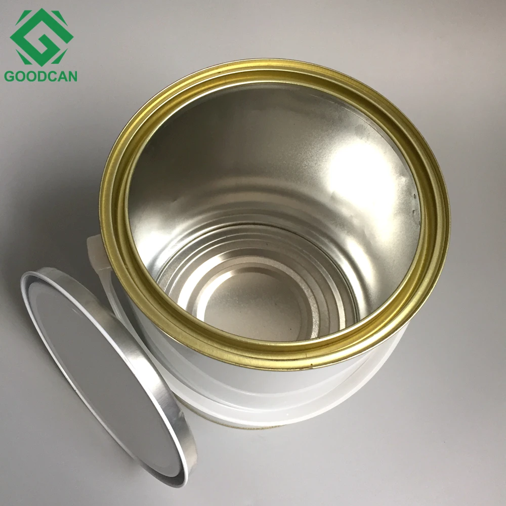 
5 liter white empty paint metal tin cans with cover lid 