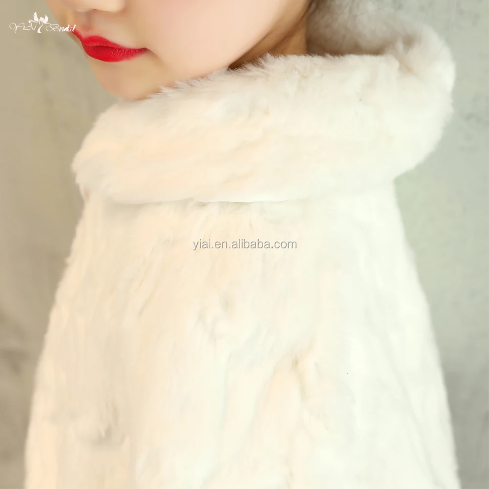LZP258 Beautiful And Lovely Girls Shawls White Fur Bolero Winter Cape