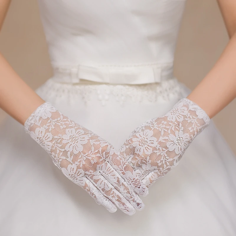 
Sunscreen Ventilation Driving car mesh lace wrist wedding bridal accessories gloves 