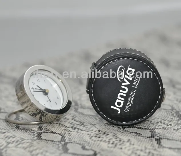 
logo printed leather pouch travel alam clock 