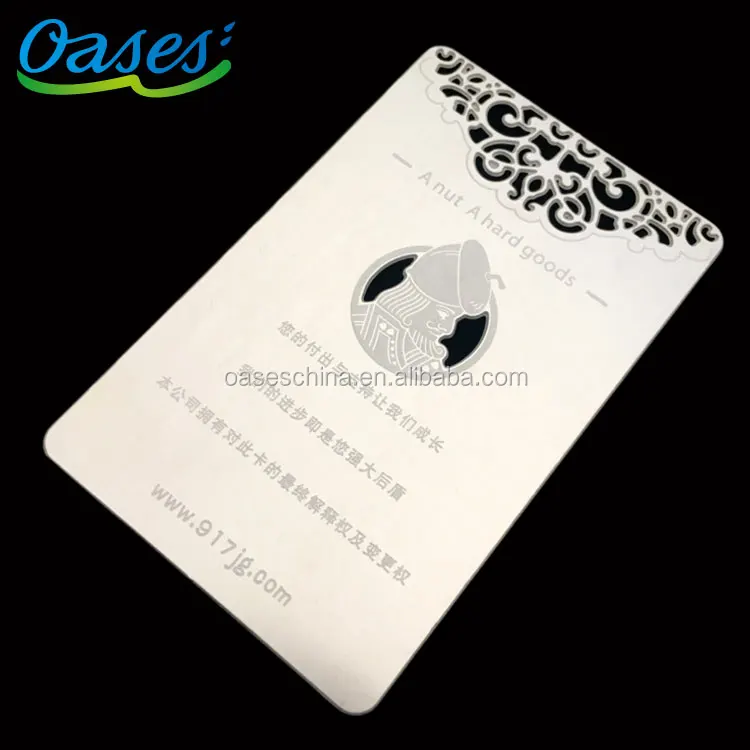 Engraving silver metal magnetic strip card