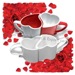 Heart shape ceramic pink couple mug,heart love ROMANTIC valentines day 2pcs set CERAMIC COFFEE TEA MUGS