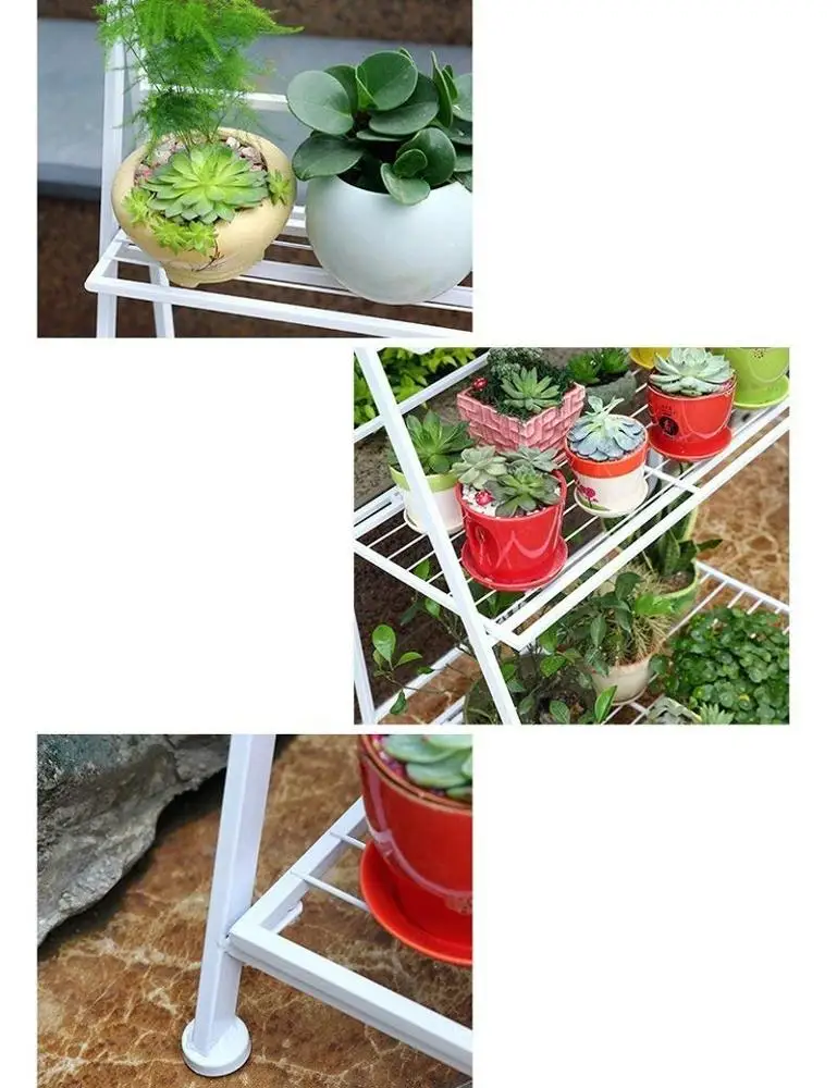Flower Stand White Iron Multilayer Outdoor Garden Flower Shelf Flowery Display Stand Flower Storage Rack