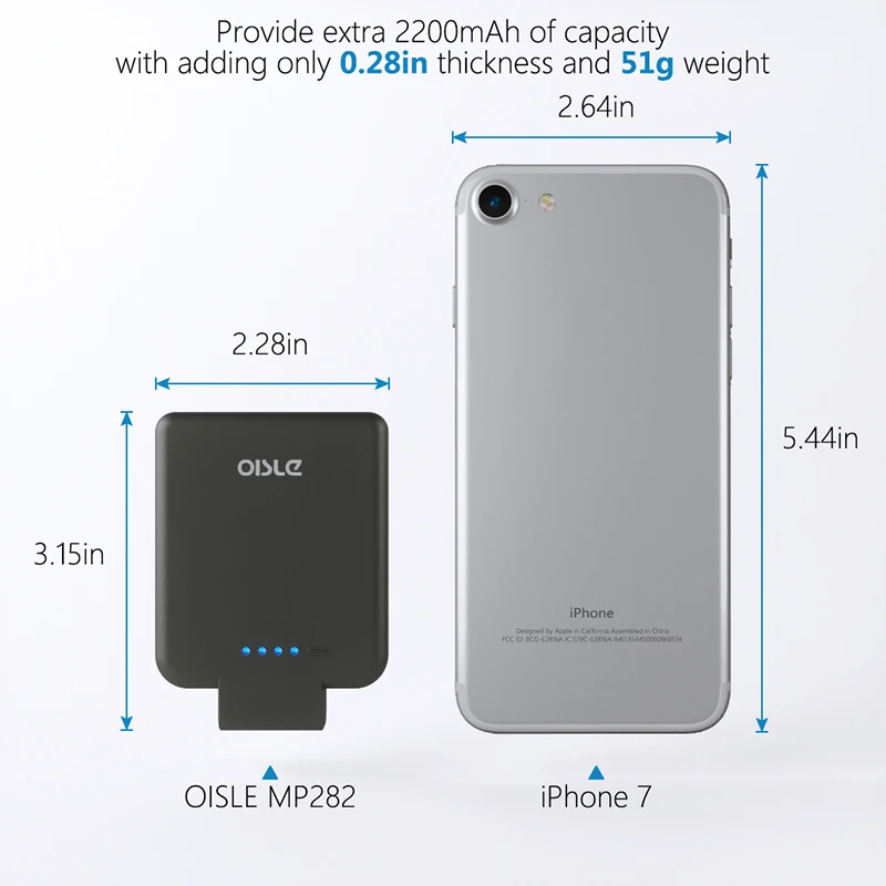 
OISLE 2200mAh Wireless Bank Power Palm-Sized Ultra Slim Battery Case for iPhone 
