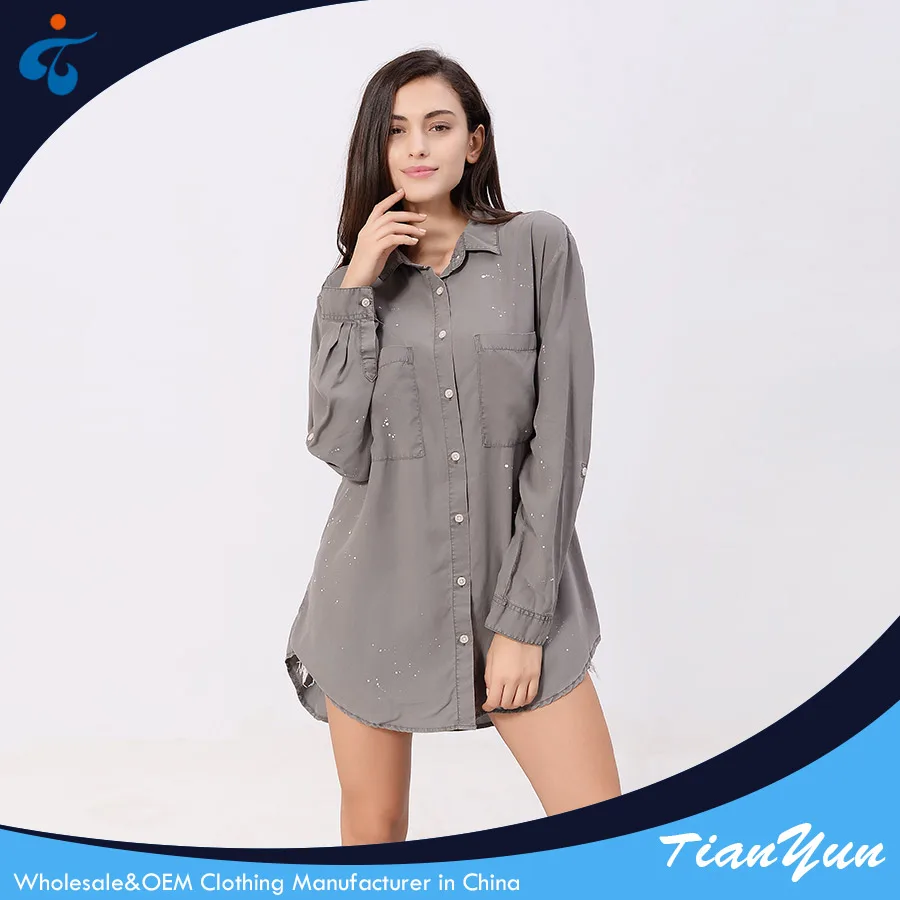 Wholesale top quality professional garment dyed lyocell blouse latest designs