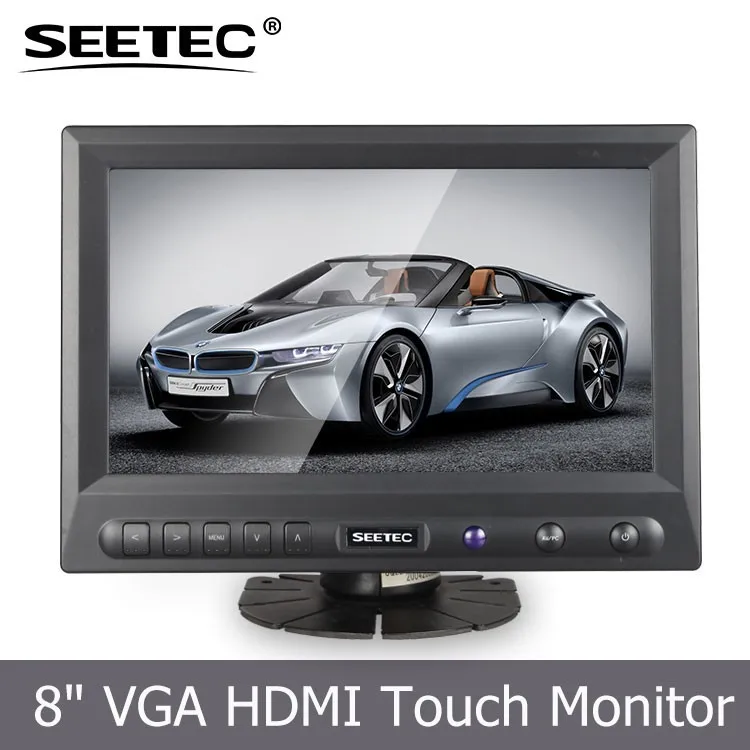
Stand bracket mounting high brightness 450cd/m2 4-wire resistive touch 8 inch car pc display 