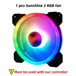 Coolmoon Sunshine 2 Factory Price PC RGB fan cooler Controller RF remote control Double aperture computer case 120mm rgb fan