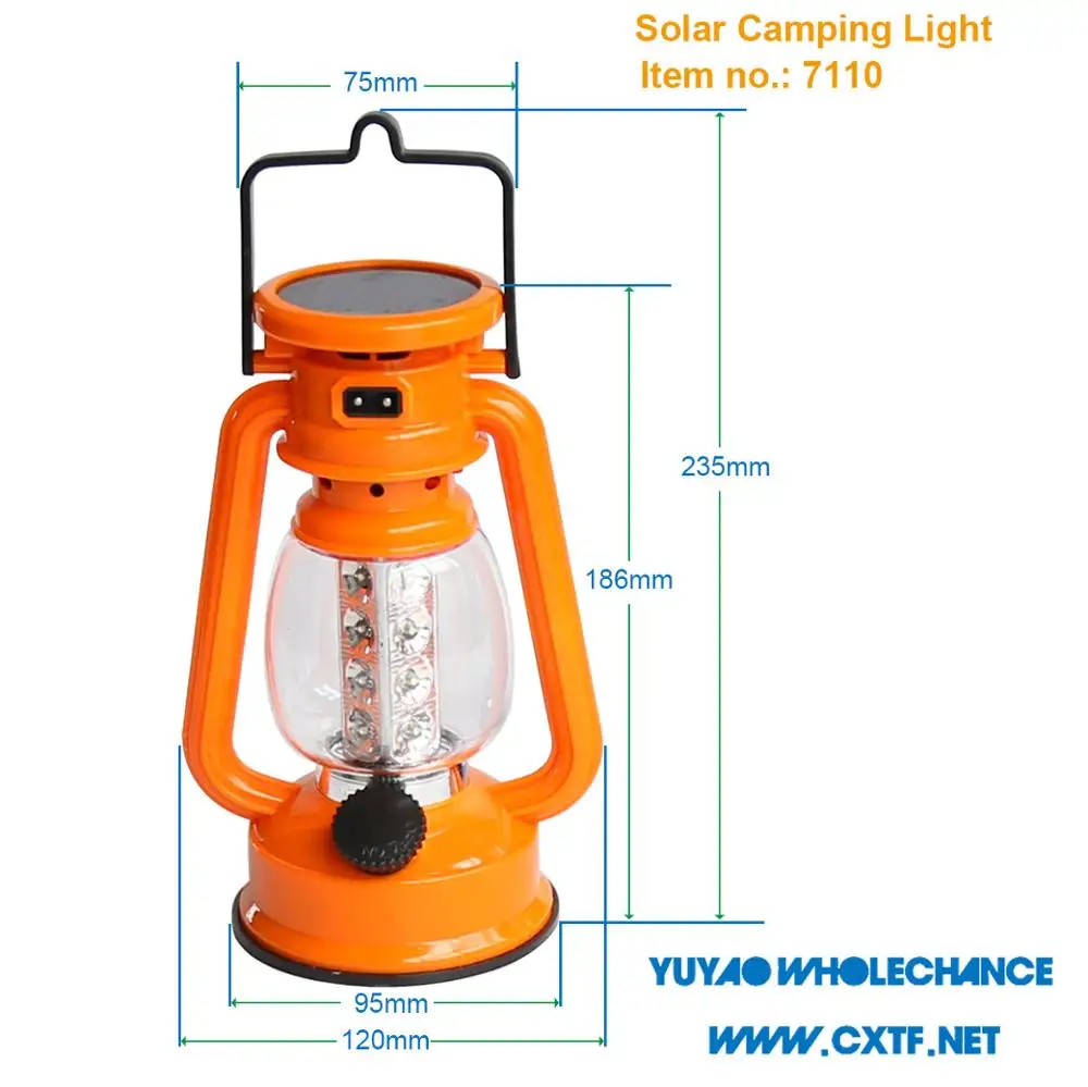 Compact size Classic Outlook Dimmer Switch 16pcs White LED Rechargeable LED Solar Camping light