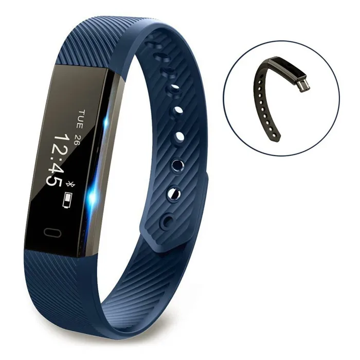 ID115 Smart Bracelet Fitness Tracker Step Counter Activity Monitor Band Alarm Clock Vibration Wristband