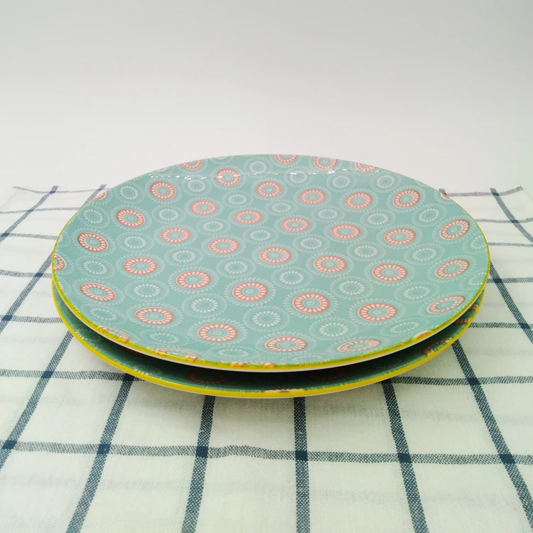 Горячая Распродажа, круглые керамические тарелки с цветочным принтом для ресторана, отеля