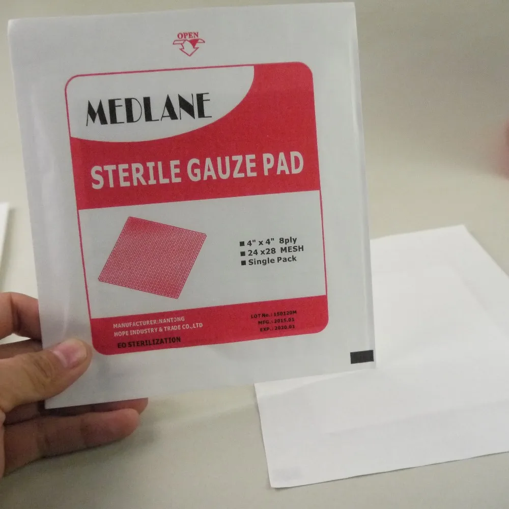 Медицинские стерильные марлевые тампоны, 40, 17, 4x4 дюйма, 8 слоев, упаковка из 100