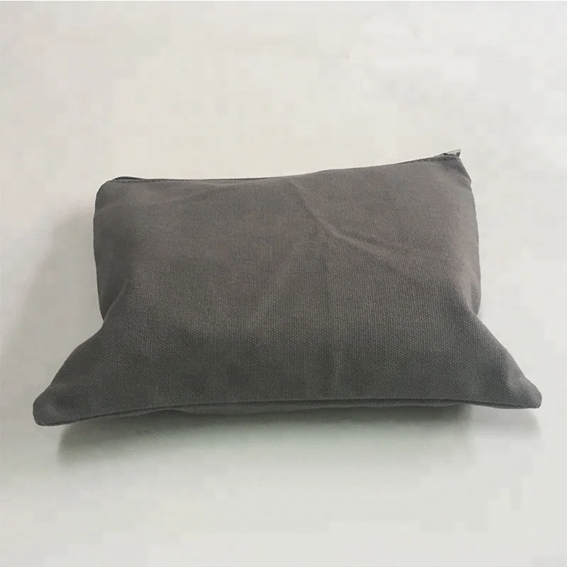 9*7 inch grey canvas zipper pouch bag, gray cotton pouch / canvas make-up bag, small cotton pouch