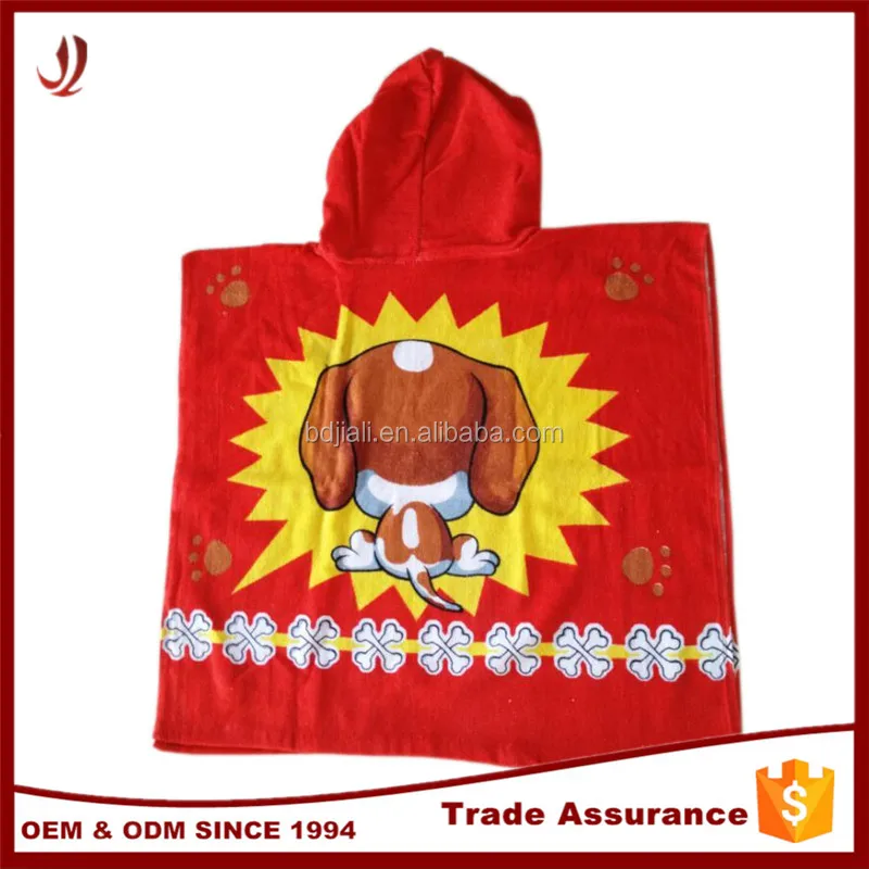 
 Пользовательские высокое качество 100% хлопок дети пляжное полотенце пончо  