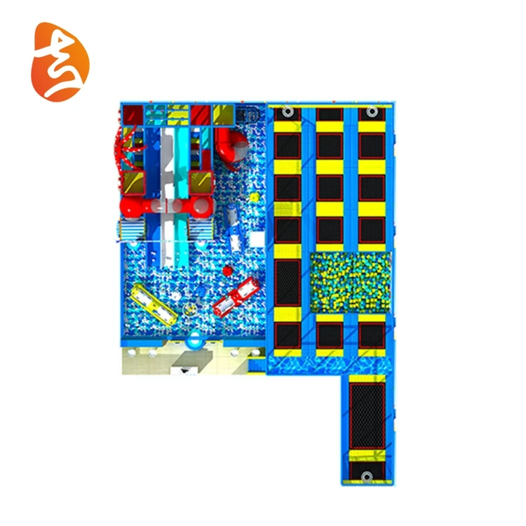 Best selling eco-friendly commercial trampoline park indoor playground with slide