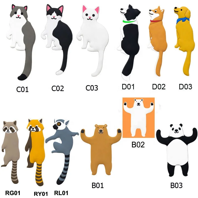 HCPC 18 Models removeable creative animal hooks self-adhesive wall animal hooks for Door  Refrigerator Wood