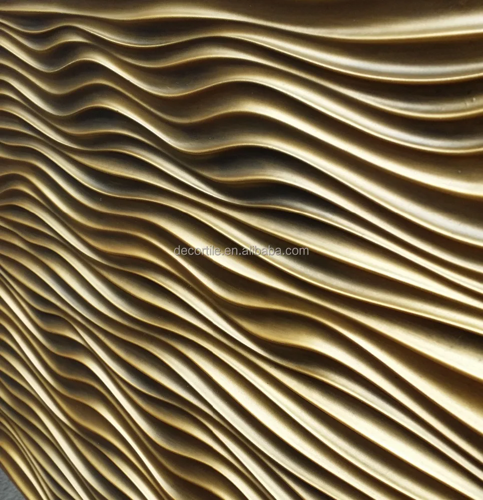 PLB-wave Faux tin classic style ancientry ceiling tiles antique brass embossed store  club decor wall panels
