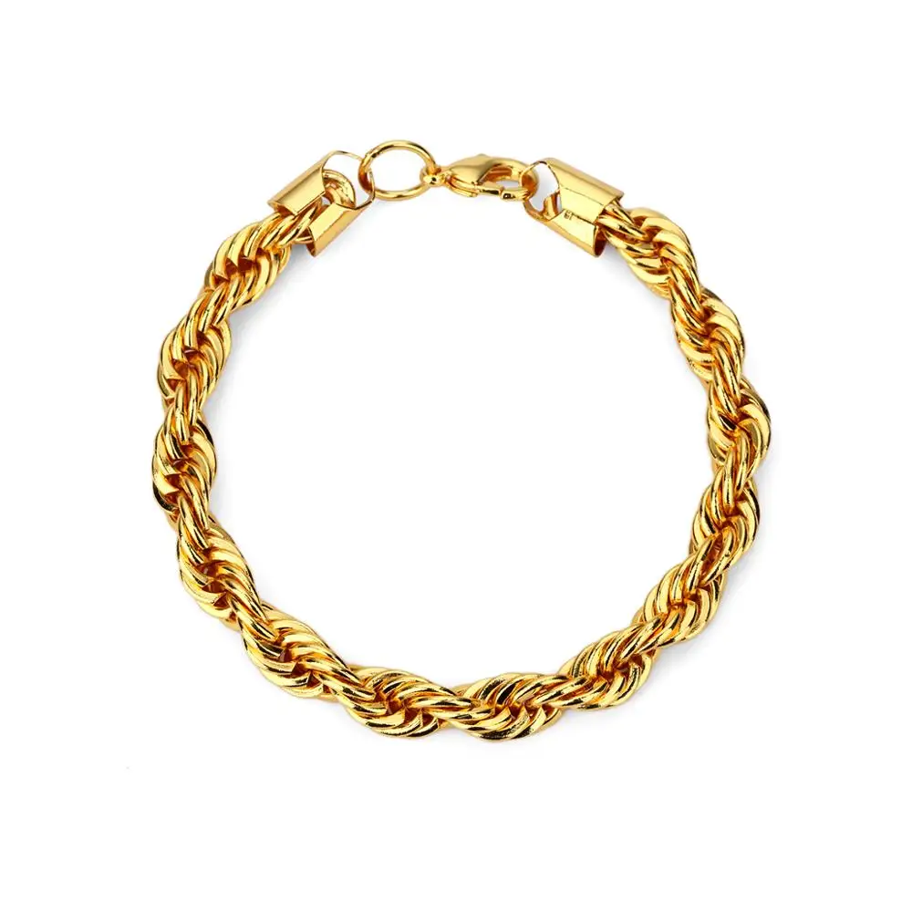 Super thick twist chain necklace bracelet sets, 18 k gold plating, hip hop jewelry for men and women YSS1011