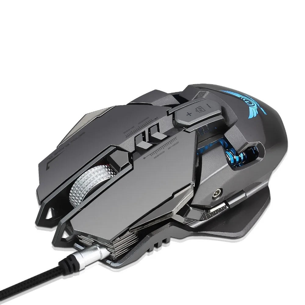ZERODATE X300GY 7 Keys 250-4000DPI USB Wired Optical Mouse Mechanical Macros Define Game Mouse Gamer For PC Computer Laptop