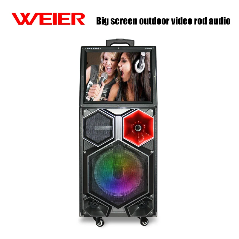 Trolley  speaker karaoke subwoofer portable  speaker with wireless mic  home theater speaker system