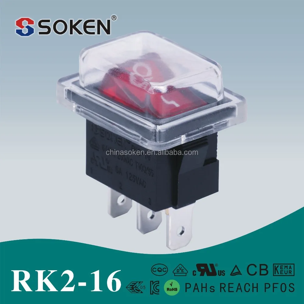 Rk2-16 SPST водонепроницаемый переключатель рокер