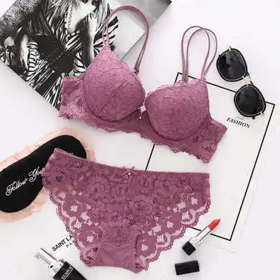 Underwire stylish push up sexy fancy bra and panties set Lace underwear Valentines sexy lingerie Babydoll  lingerie