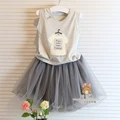 2016 summer 100 cotton girl lace clothes dress Baby girl clothing sets children kids clothes skirt