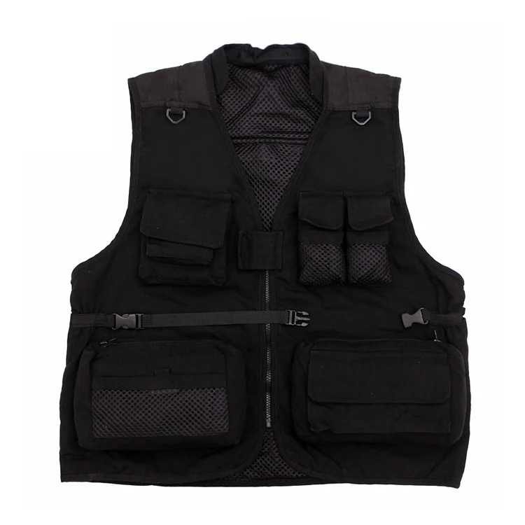 China supplier oem outdoor canvas hunting men vest waistcoat for men black durable work wear vest fishing vest