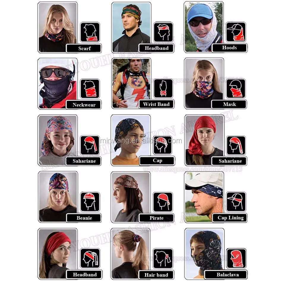 
2017 Top Popular 3D Printing Tube Face Bandana Multifunction Seamless Headband 