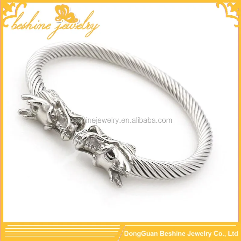 European Popular Unisex Silver Dragon Bracelet, Dragon Head Bracelet