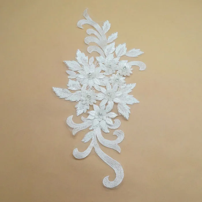 Sexy black rhinestone beaded lace applique for evening dress