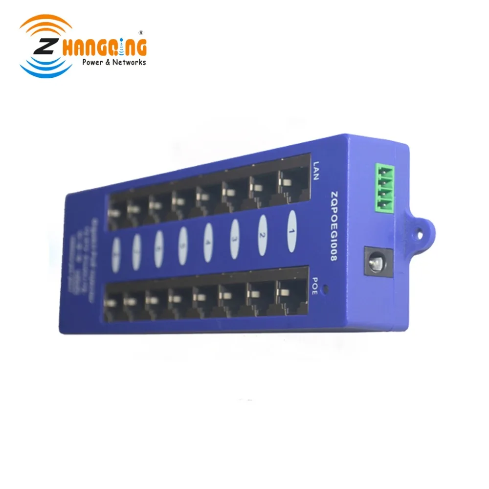 
Surveillance Gigabit PoE Injector 8 Port 802.3af PoE Patch Panel Bule Color For CCTV Camera 
