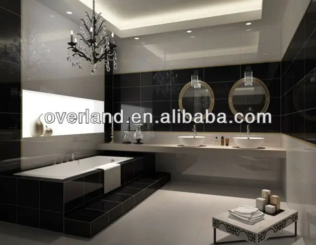 Black glitter ceramic floor tiles