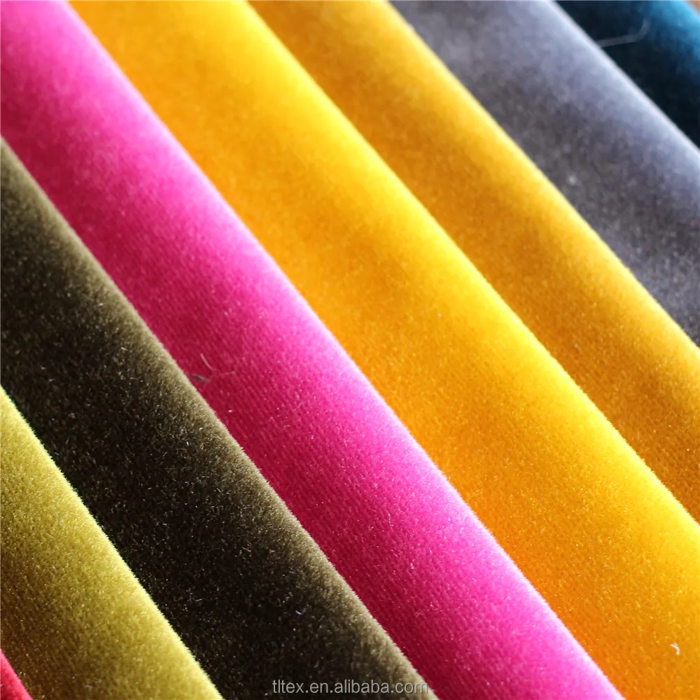Chinese Korea mode shinny velvet fabric warp knitted by high speed Karl Mayer machine polyester velvet