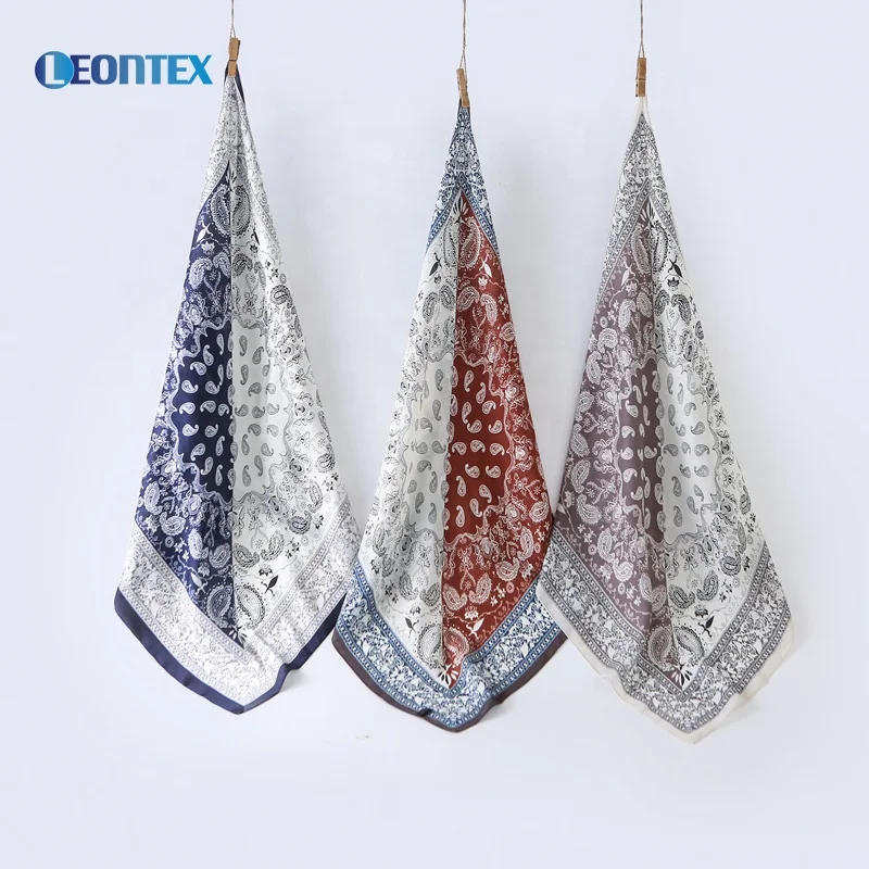 Fancy two tone neck bag satin square women s scarf