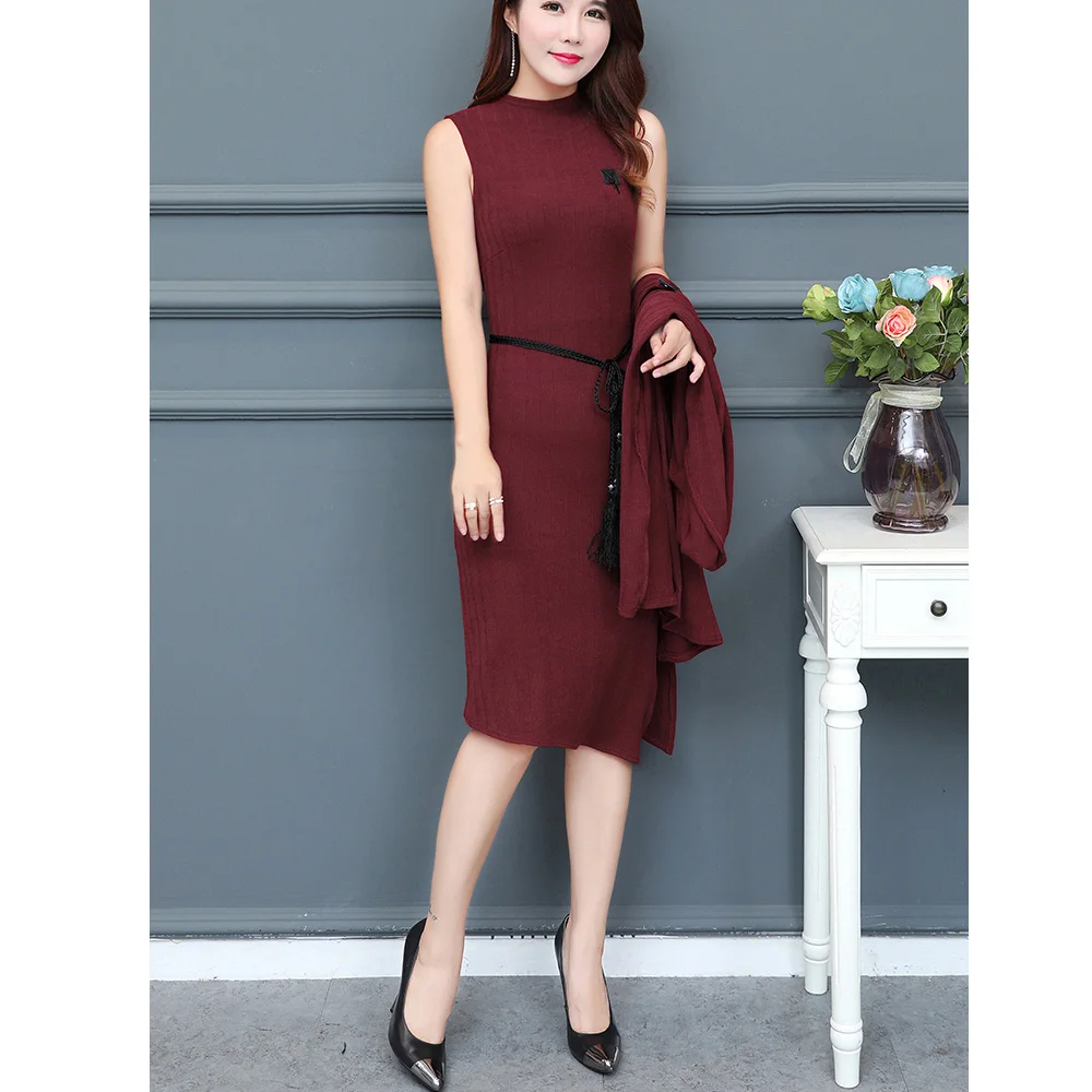 Новый дизайн 2018, тонкое темпераментное женское платье с длинным рукавом, новинка, модный костюм из двух предметов, деловые платья для женщин