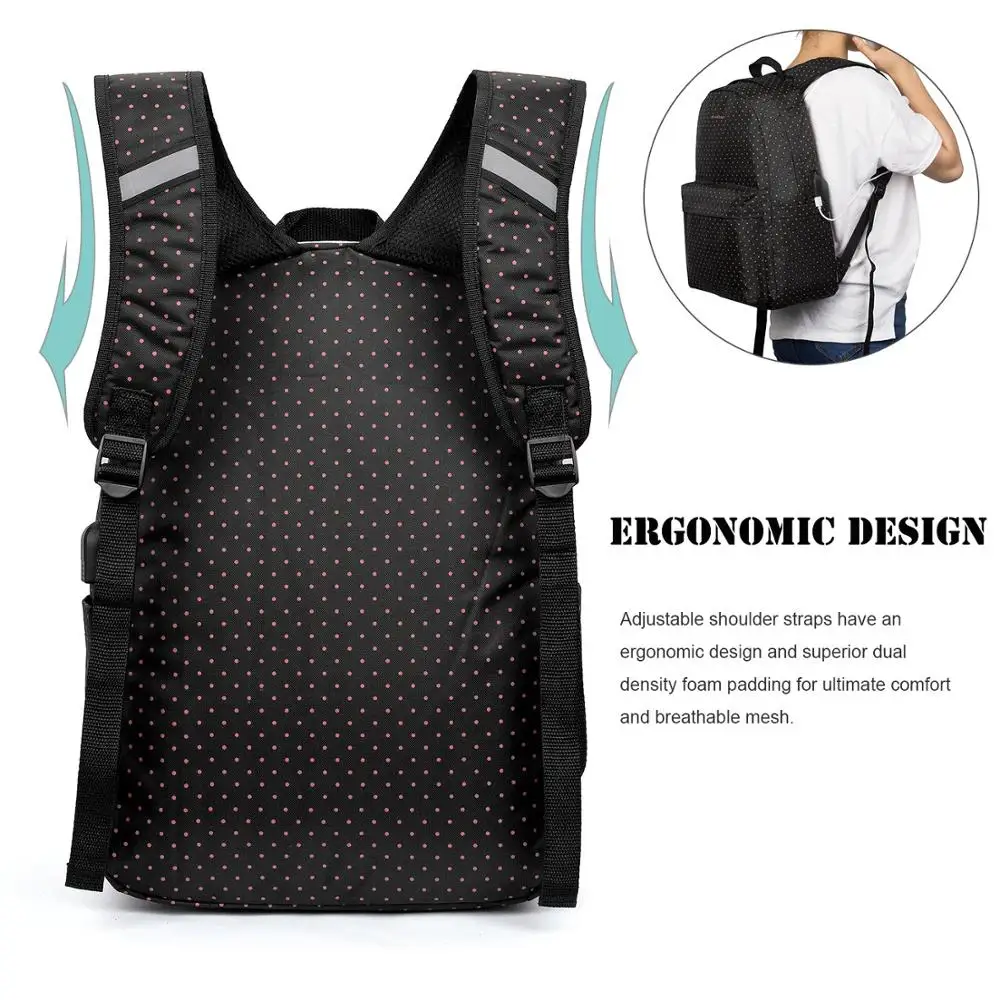 Blank Smart USB Charger Minecraft Ergonomic Teenager School College Bag for University Students