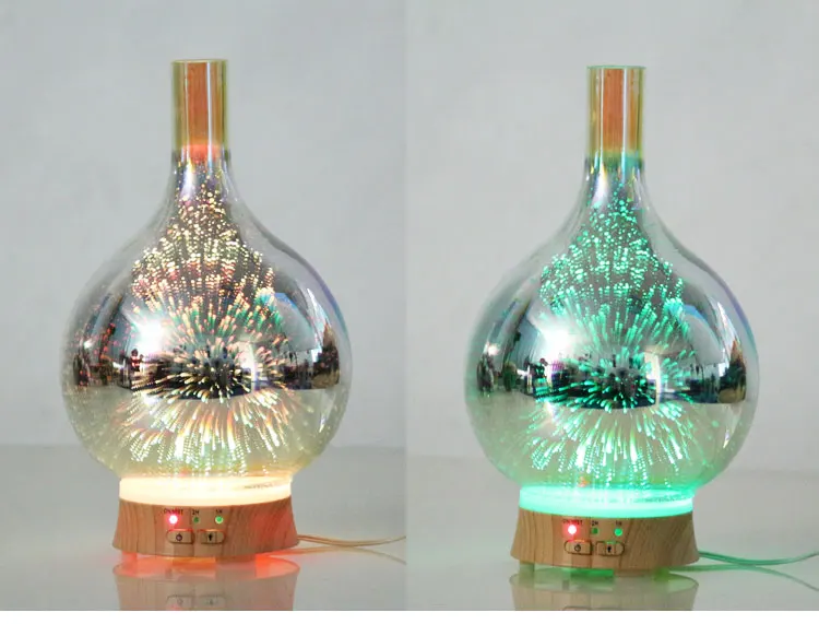 
SOICARE Factory 100ml glass 3D fire working Ultrasonic Aromatherapy Essential Oil Diffuser 